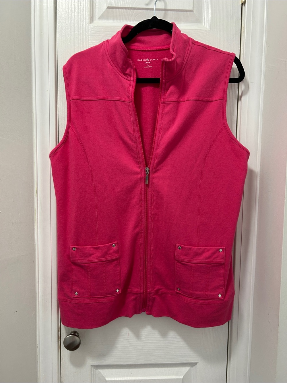 Karen Scott Hot Pink Sleeveless Zip-Up Vest